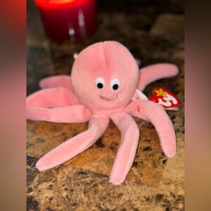 🐙 Inky the Octopus • TY Beanie Baby • 1994 • Pink Variant • With Display Case